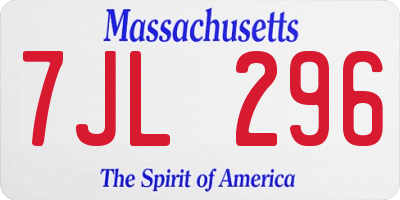 MA license plate 7JL296