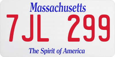 MA license plate 7JL299
