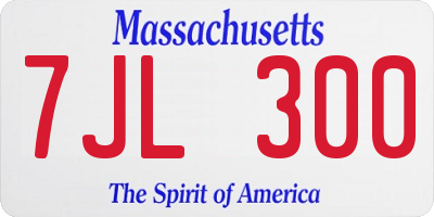 MA license plate 7JL300
