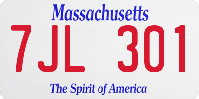 MA license plate 7JL301