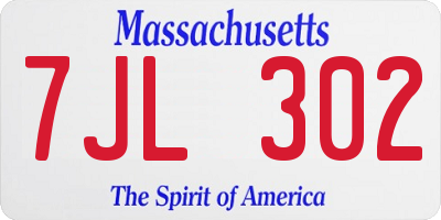 MA license plate 7JL302