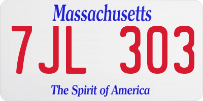 MA license plate 7JL303