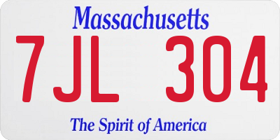 MA license plate 7JL304