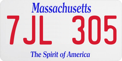 MA license plate 7JL305