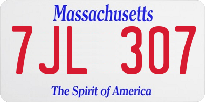MA license plate 7JL307