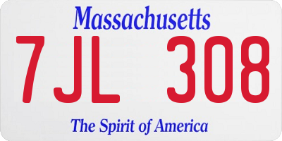 MA license plate 7JL308