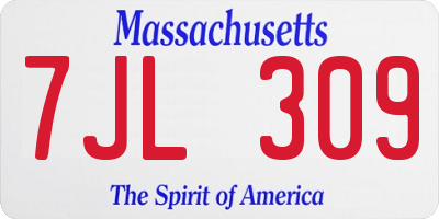 MA license plate 7JL309