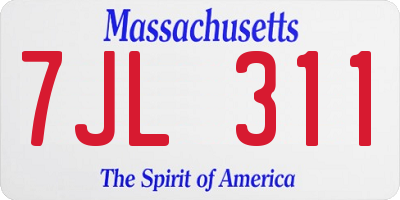 MA license plate 7JL311