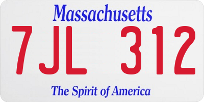 MA license plate 7JL312