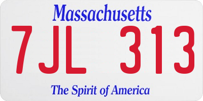 MA license plate 7JL313