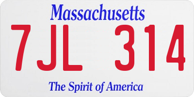 MA license plate 7JL314