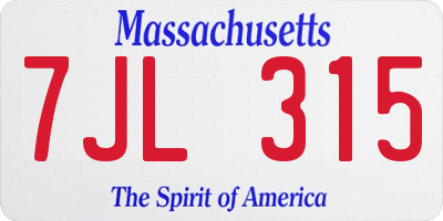 MA license plate 7JL315