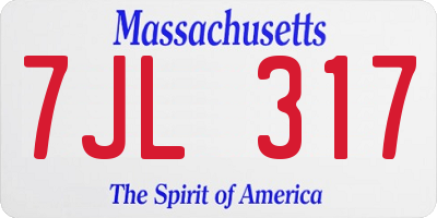 MA license plate 7JL317