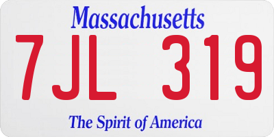 MA license plate 7JL319