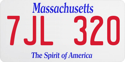 MA license plate 7JL320