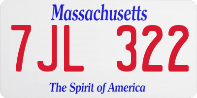 MA license plate 7JL322