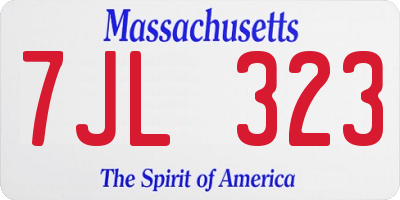 MA license plate 7JL323