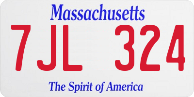 MA license plate 7JL324