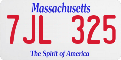 MA license plate 7JL325