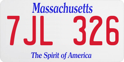 MA license plate 7JL326