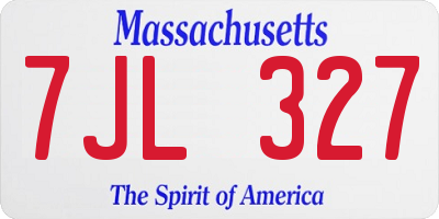 MA license plate 7JL327