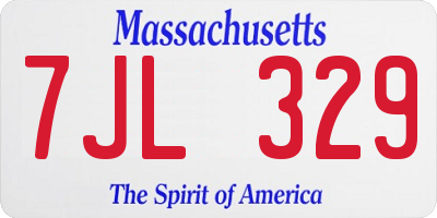 MA license plate 7JL329