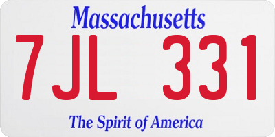 MA license plate 7JL331