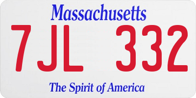 MA license plate 7JL332