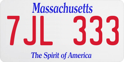 MA license plate 7JL333