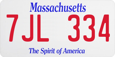 MA license plate 7JL334
