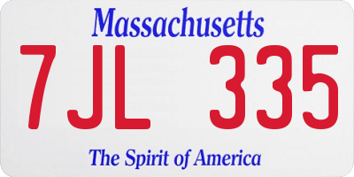 MA license plate 7JL335