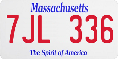 MA license plate 7JL336
