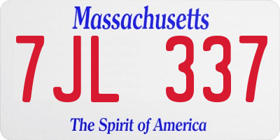MA license plate 7JL337
