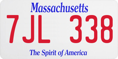 MA license plate 7JL338