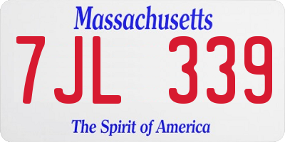 MA license plate 7JL339