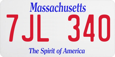 MA license plate 7JL340