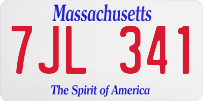 MA license plate 7JL341