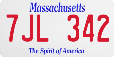 MA license plate 7JL342