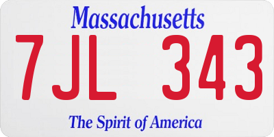 MA license plate 7JL343