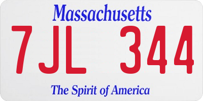 MA license plate 7JL344