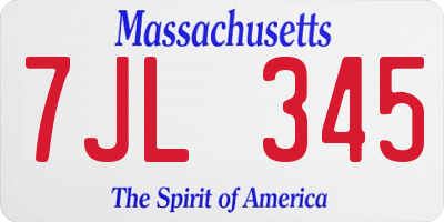MA license plate 7JL345