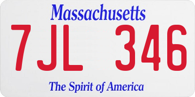 MA license plate 7JL346