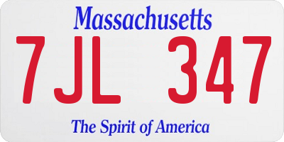 MA license plate 7JL347