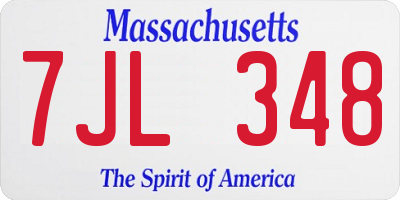 MA license plate 7JL348