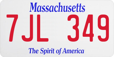 MA license plate 7JL349