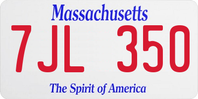 MA license plate 7JL350