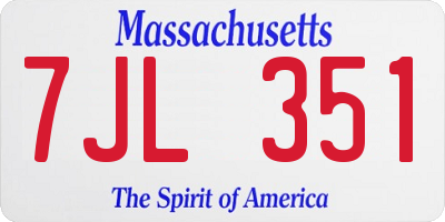 MA license plate 7JL351