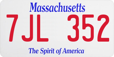 MA license plate 7JL352