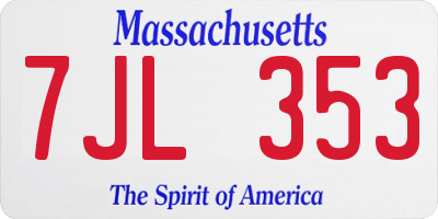 MA license plate 7JL353