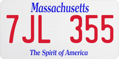 MA license plate 7JL355